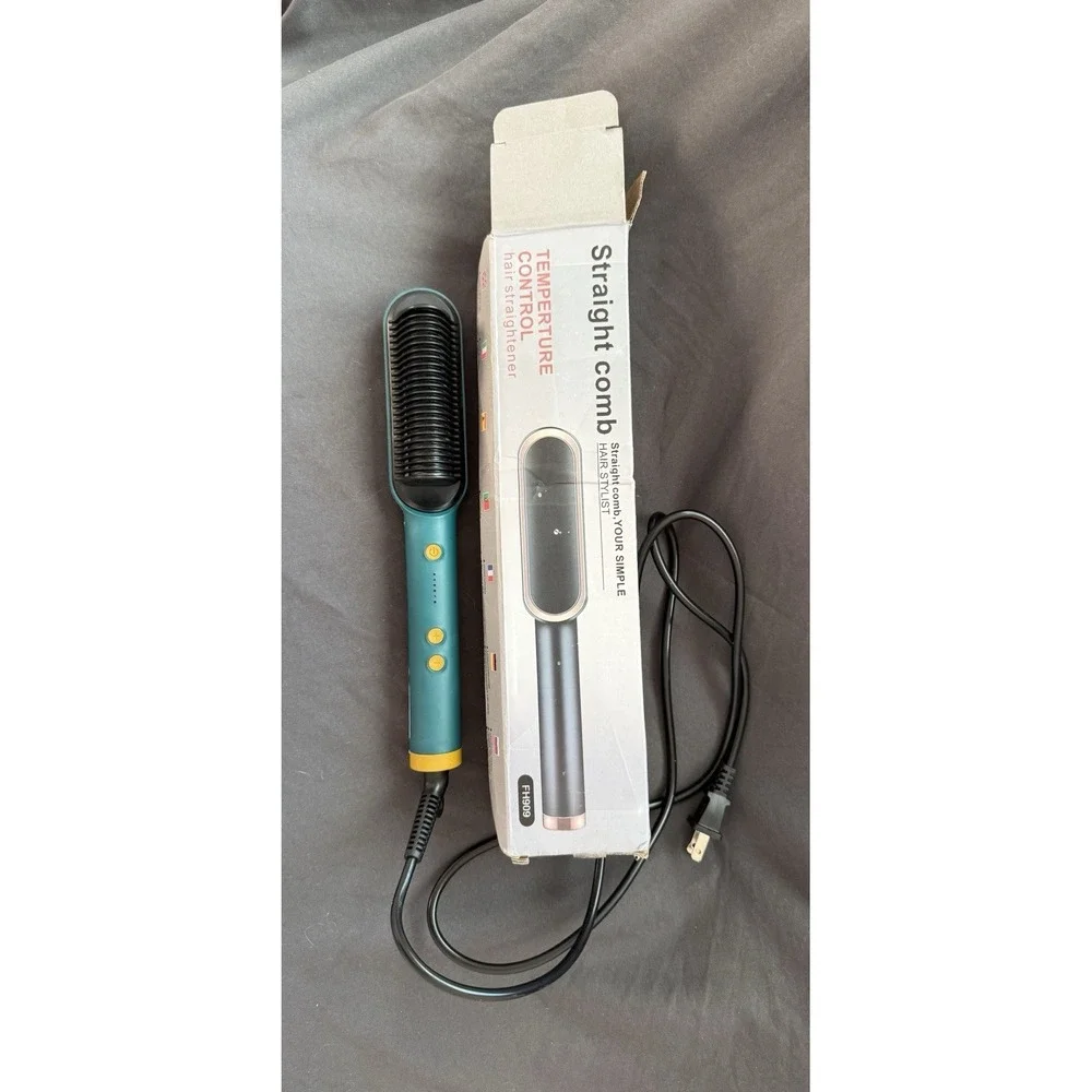 Adjustable Heat Hair Straightener Comb FH909 Electric Green Black Gold